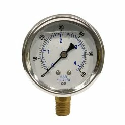 Best Pirce ⭐ Apache 60 PSI Glycerine Filled Pressure Gauge with 1/4 IN Male Pipe Thread Lower Mount, 2-1/2 IN, 99019281 🥰