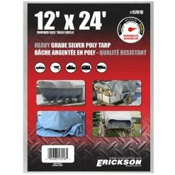 Discount ⭐ Erickson Heavy-Grade Poly Tarp, Silver, 57018, 12 FT x 24 FT ✨