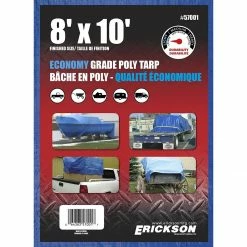 Flash Sale 🧨 Erickson Economy Grade Poly Tarp, Blue, 57001, 8 FT x 10 FT ✔️