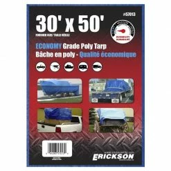Budget 🔔 Erickson Economy Grade Poly Tarp, Blue, 57013, 30 FT x 50 FT 🌟