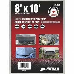 Deals 🥰 Erickson Heavy-Grade Poly Tarp, Silver, 57021, 8 FT x 10 FT 😀