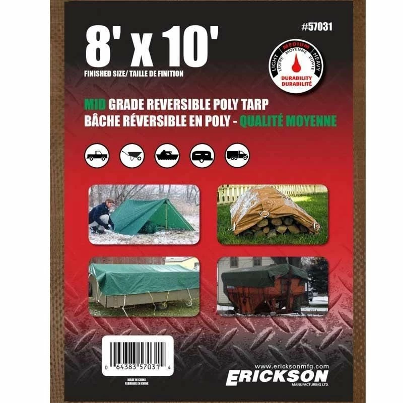 New โญ Erickson Mid-Grade Reversible Poly Tarp, Brown / Green, 57031, 8 FT x 10 FT ๐ 1 New โญ Erickson Mid-Grade Reversible Poly Tarp, Brown / Green, 57031, 8 FT x 10 FT ๐