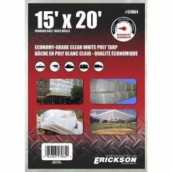 Budget 😍 Erickson Economy Grade Poly Tarp, Clear / White, 57064, 15 FT x 20 FT ✨