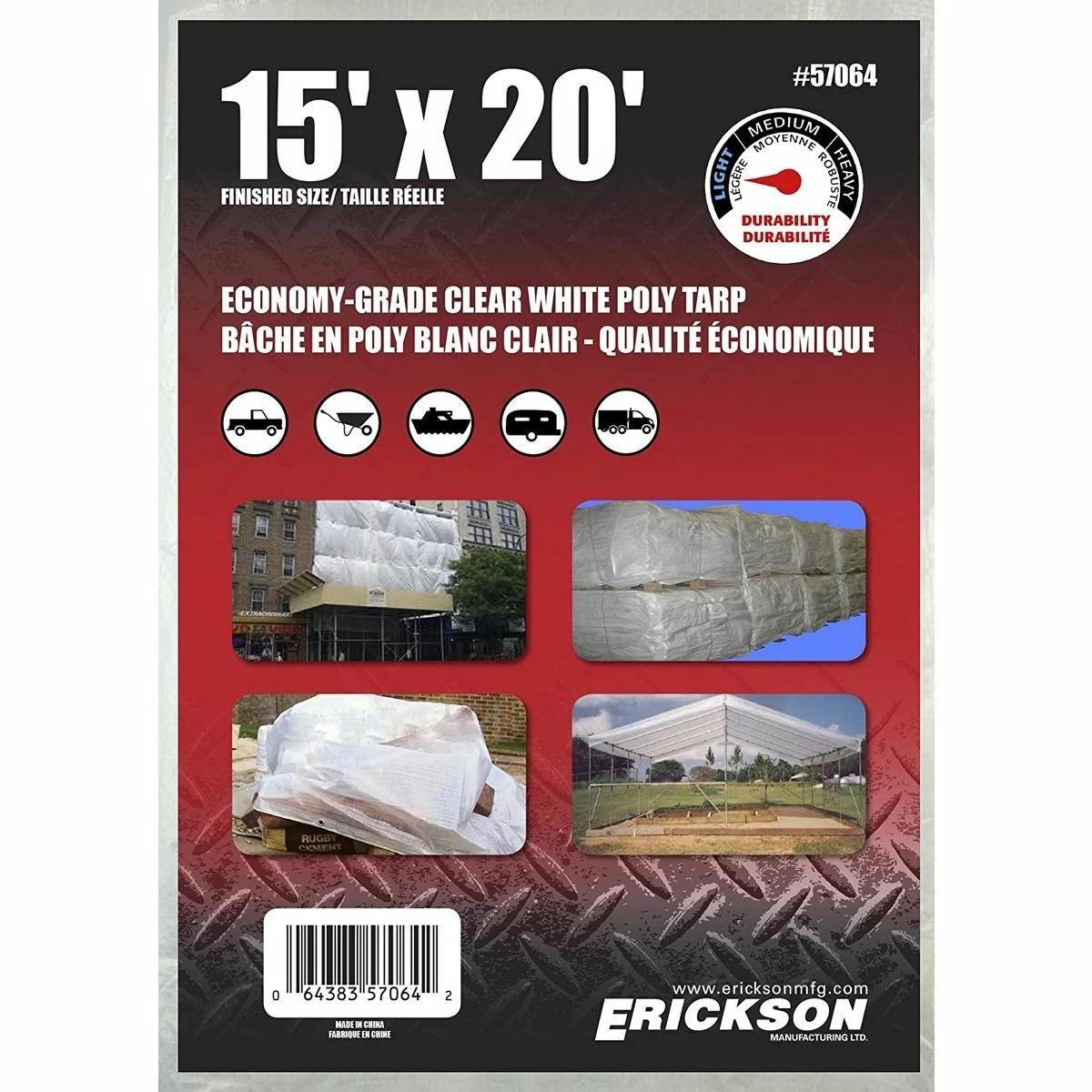 Budget 😍 Erickson Economy Grade Poly Tarp, Clear / White, 57064, 15 FT x 20 FT ✨ 1 Budget 😍 Erickson Economy Grade Poly Tarp, Clear / White, 57064, 15 FT x 20 FT ✨