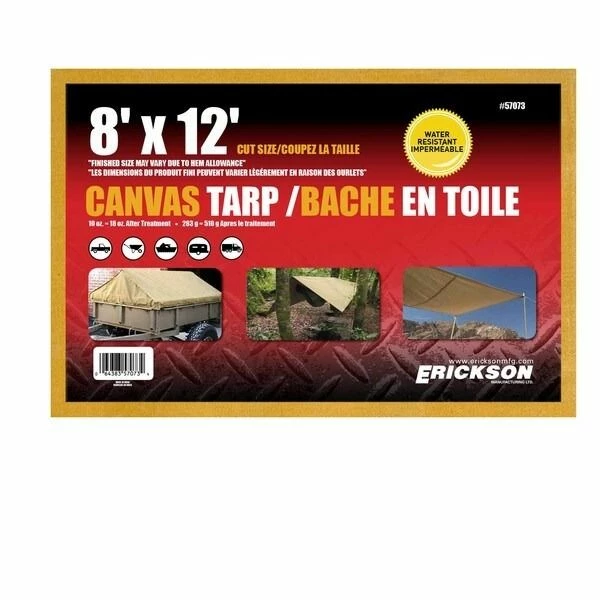 Outlet ๐ Erickson Canvas Tarp, 57073, 8 FT x 12 FT ๐งจ 1 Outlet ๐ Erickson Canvas Tarp, 57073, 8 FT x 12 FT ๐งจ