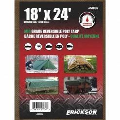 Hot Sale 🔔 Erickson Mid-Grade Reversible Poly Tarp, Brown / Green, 57036, 18 FT x 24 FT ⭐