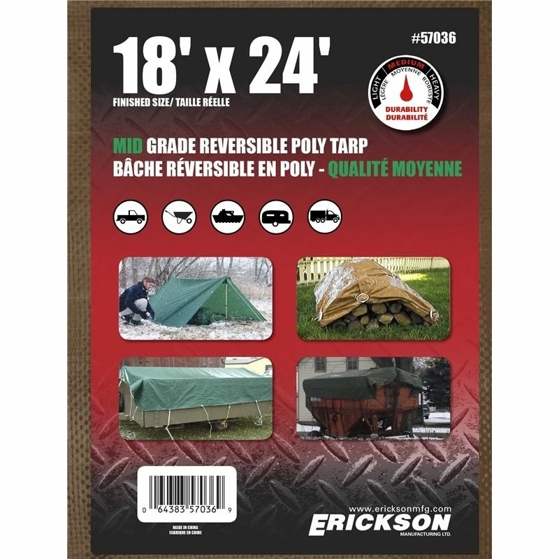 Hot Sale ๐ Erickson Mid-Grade Reversible Poly Tarp, Brown / Green, 57036, 18 FT x 24 FT โญ 1 Hot Sale ๐ Erickson Mid-Grade Reversible Poly Tarp, Brown / Green, 57036, 18 FT x 24 FT โญ