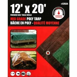 Outlet ❤️ Erickson Mid-Grade Reversible Poly Tarp, Brown / Green, 57034, 12 FT x 20 FT ❤️